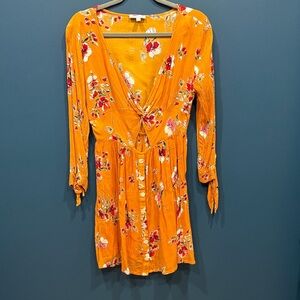 Patrons of Peace Orange Floral Long Sleeve Dress